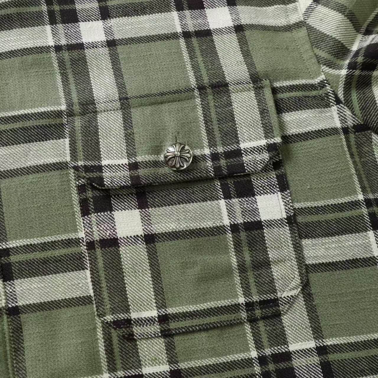 Chrome Hearts 2026 New Striped & Plaid Panel Cardigan-Style Shirt with Silver Hardware