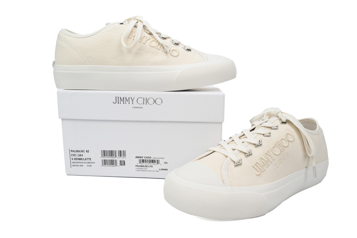 Jimmy Choo Palma Maxi White Canvas Platform Trainers