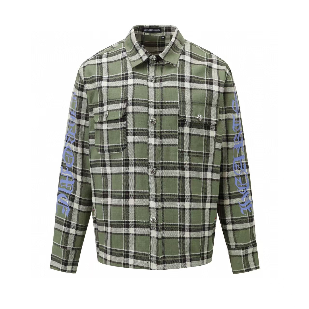 Chrome Hearts 2026 New Striped & Plaid Panel Cardigan-Style Shirt with Silver Hardware