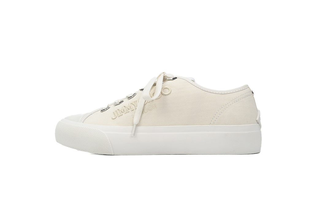 Jimmy Choo Palma Maxi White Canvas Platform Trainers