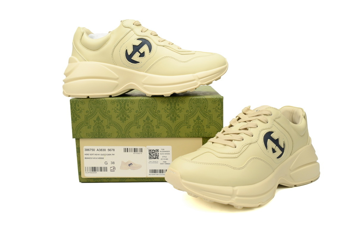 Gucci Rhyton Ivory Dark Blue Interlocking G