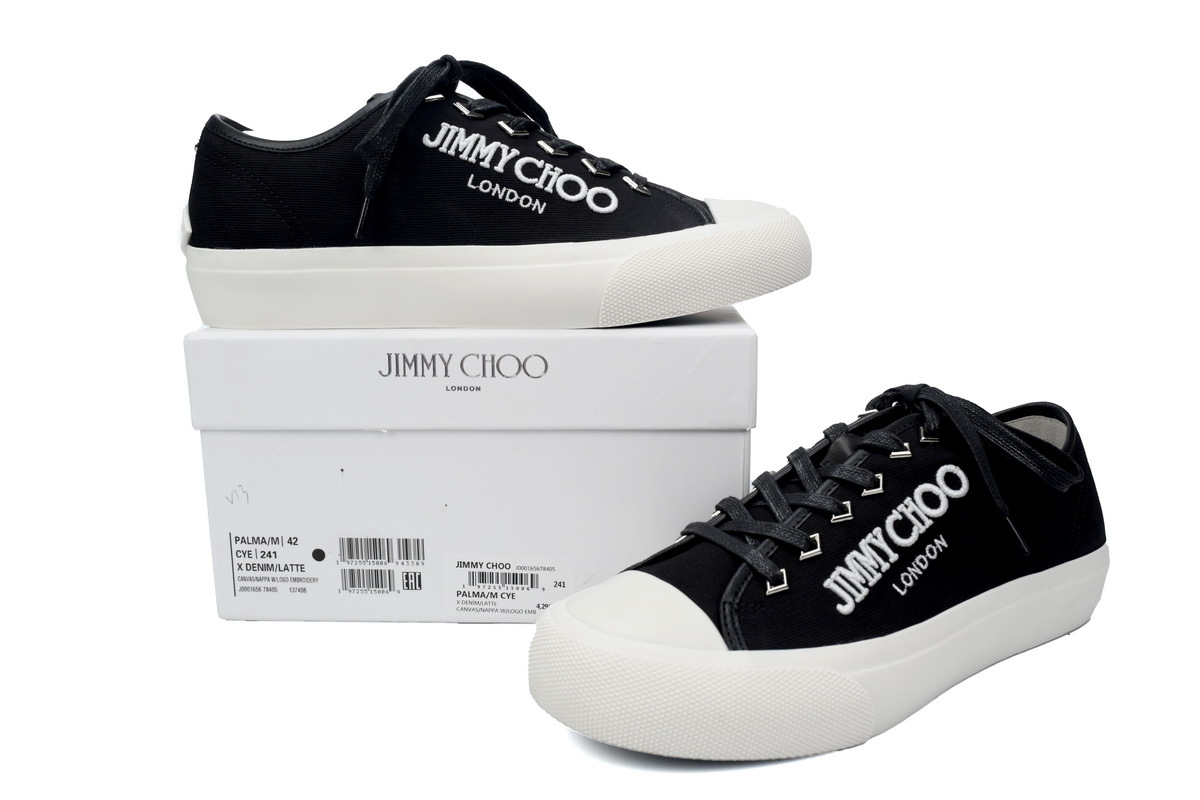 Jimmy Choo Palma Maxi Black and Latte Canvas Platform Trainers
