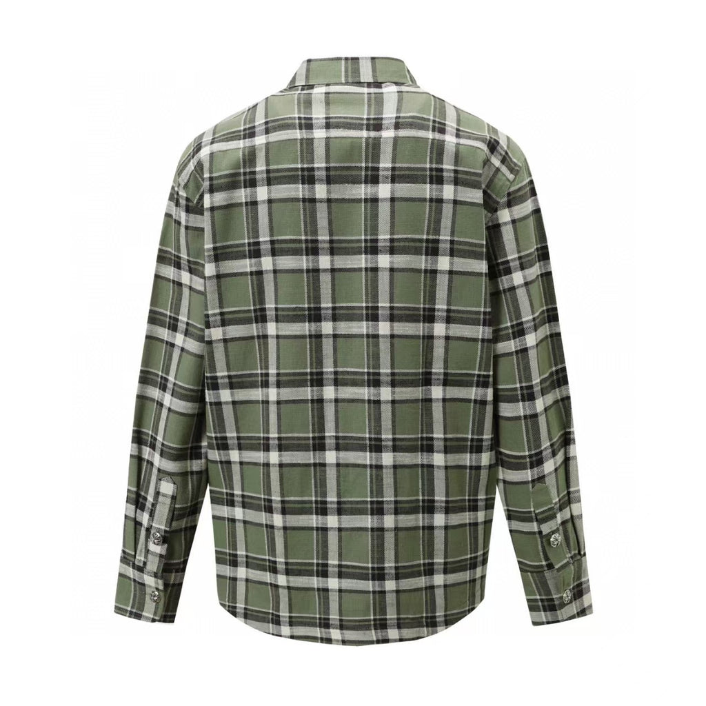 Chrome Hearts 2026 New Striped & Plaid Panel Cardigan-Style Shirt with Silver Hardware