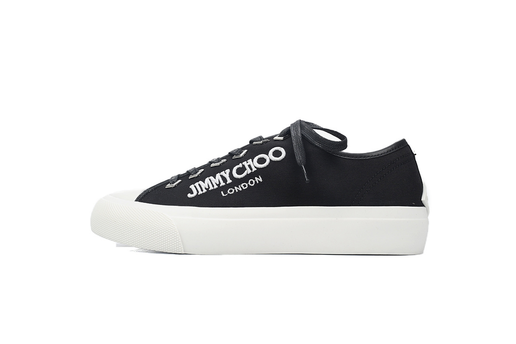 Jimmy Choo Palma Maxi Black and Latte Canvas Platform Trainers