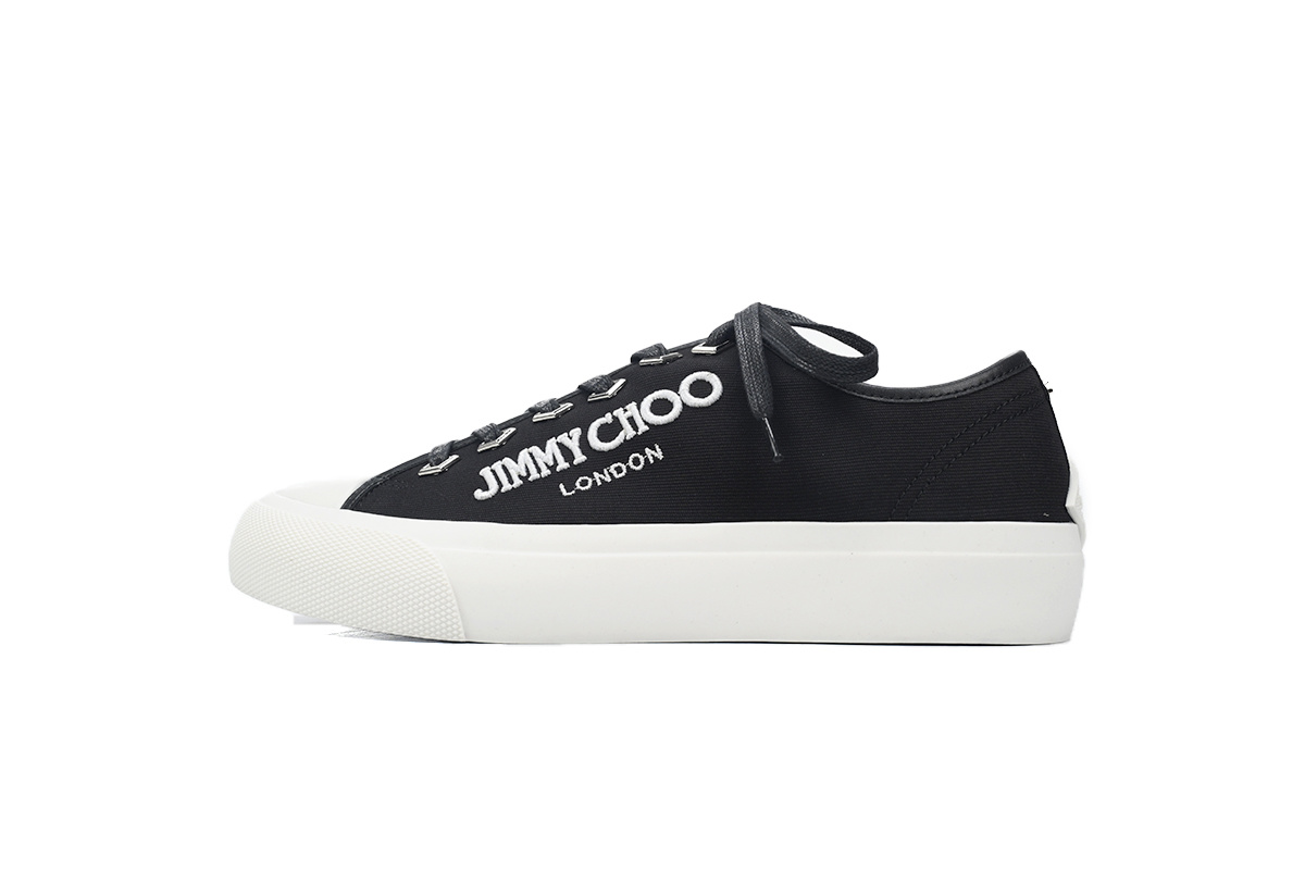 Jimmy Choo Palma Maxi Black and Latte Canvas Platform Trainers