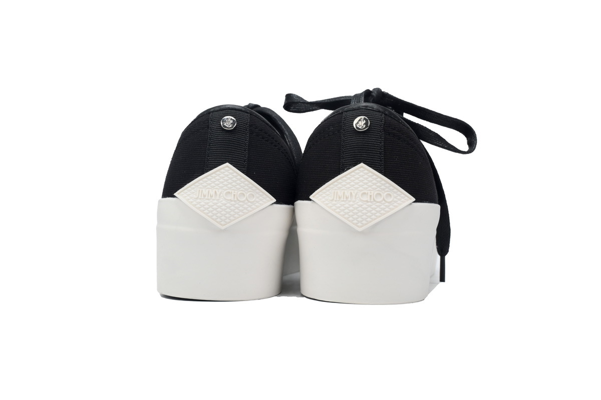 (W) Jimmy Choo Palma Maxi Black and Latte Canvas Platform Trainers