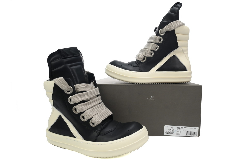 Rick Owens GeoBasket Oversized Eylet Black White
