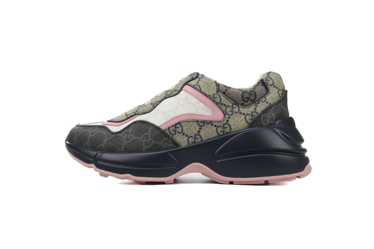 Gucci Beige/Blue GG Supreme Canvas Pink Accent