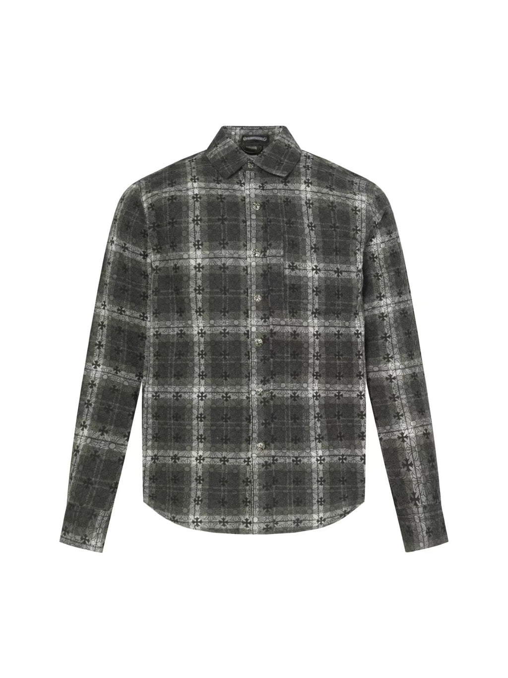 Chrome Hearts 2026 New Striped & Plaid Panel Cardigan-Style Shirt with Silver Hardware