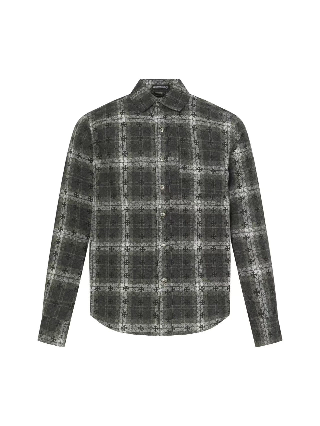Chrome Hearts 2026 New Striped & Plaid Panel Cardigan-Style Shirt with Silver Hardware