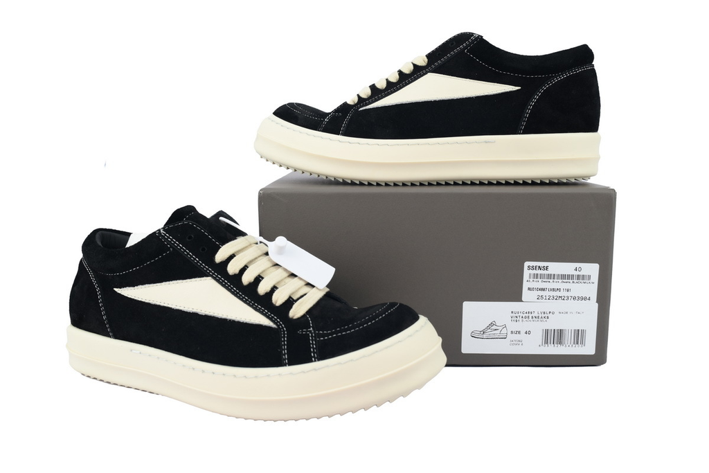 Rick Owens Suede Vintage 'Black Milk White’