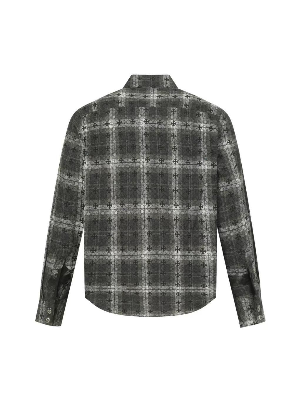 Chrome Hearts 2026 New Striped & Plaid Panel Cardigan-Style Shirt with Silver Hardware