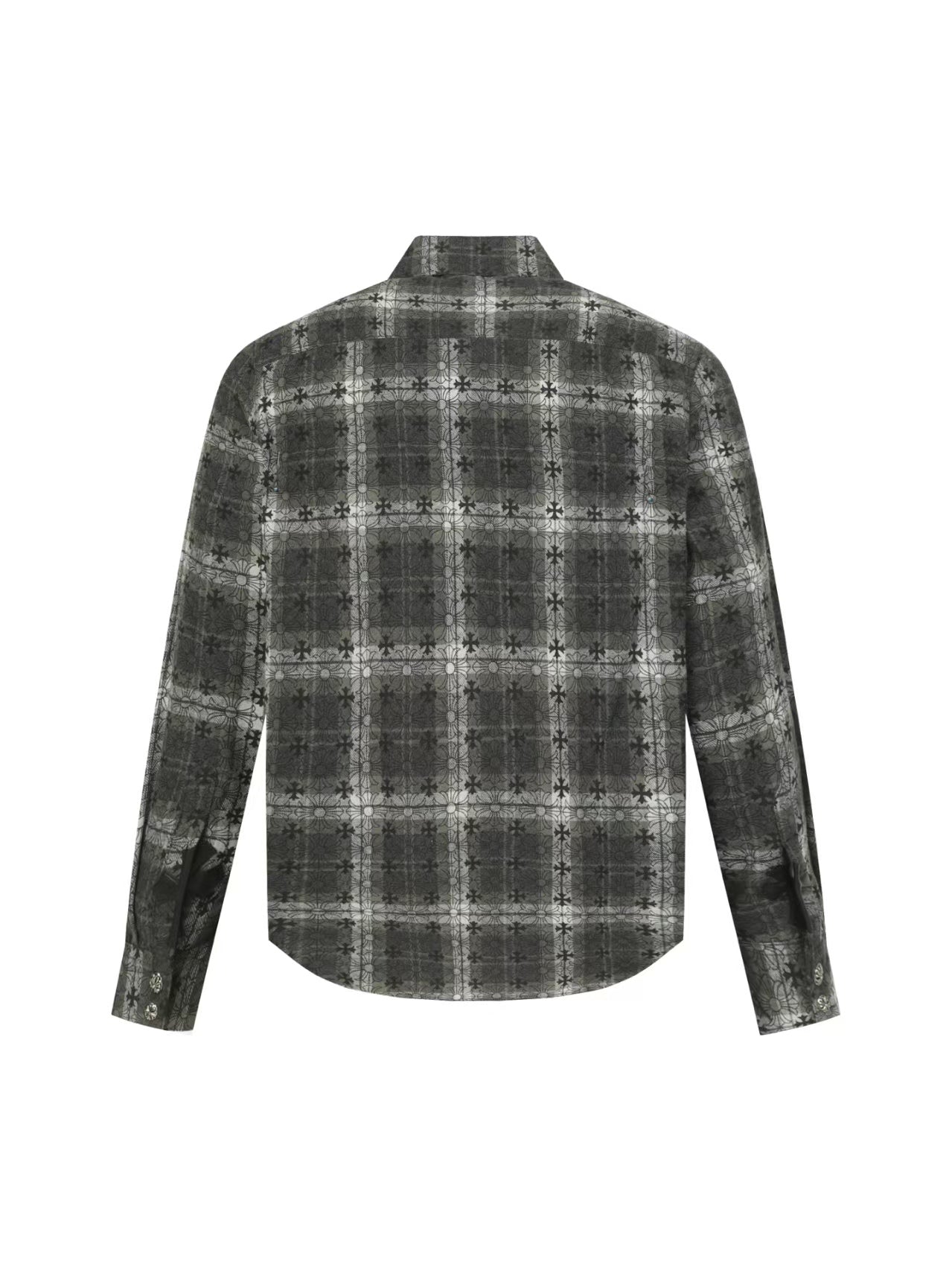 Chrome Hearts 2026 New Striped & Plaid Panel Cardigan-Style Shirt with Silver Hardware
