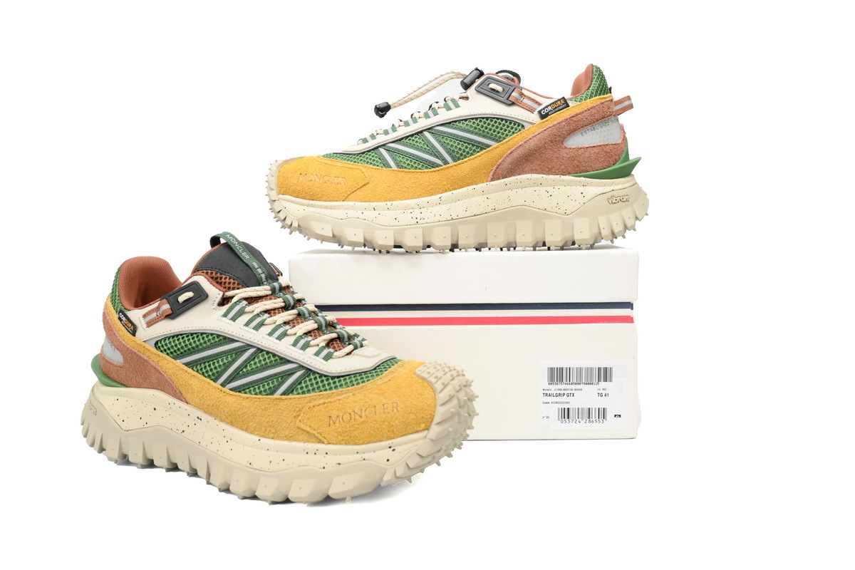 Moncler Trailgrip Leather Black White Yellow Green
