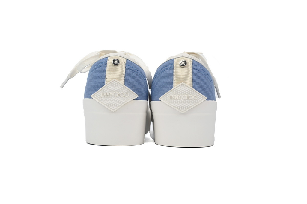 （W）Jimmy Choo Palma Maxi Blue Canvas Platform Trainers
