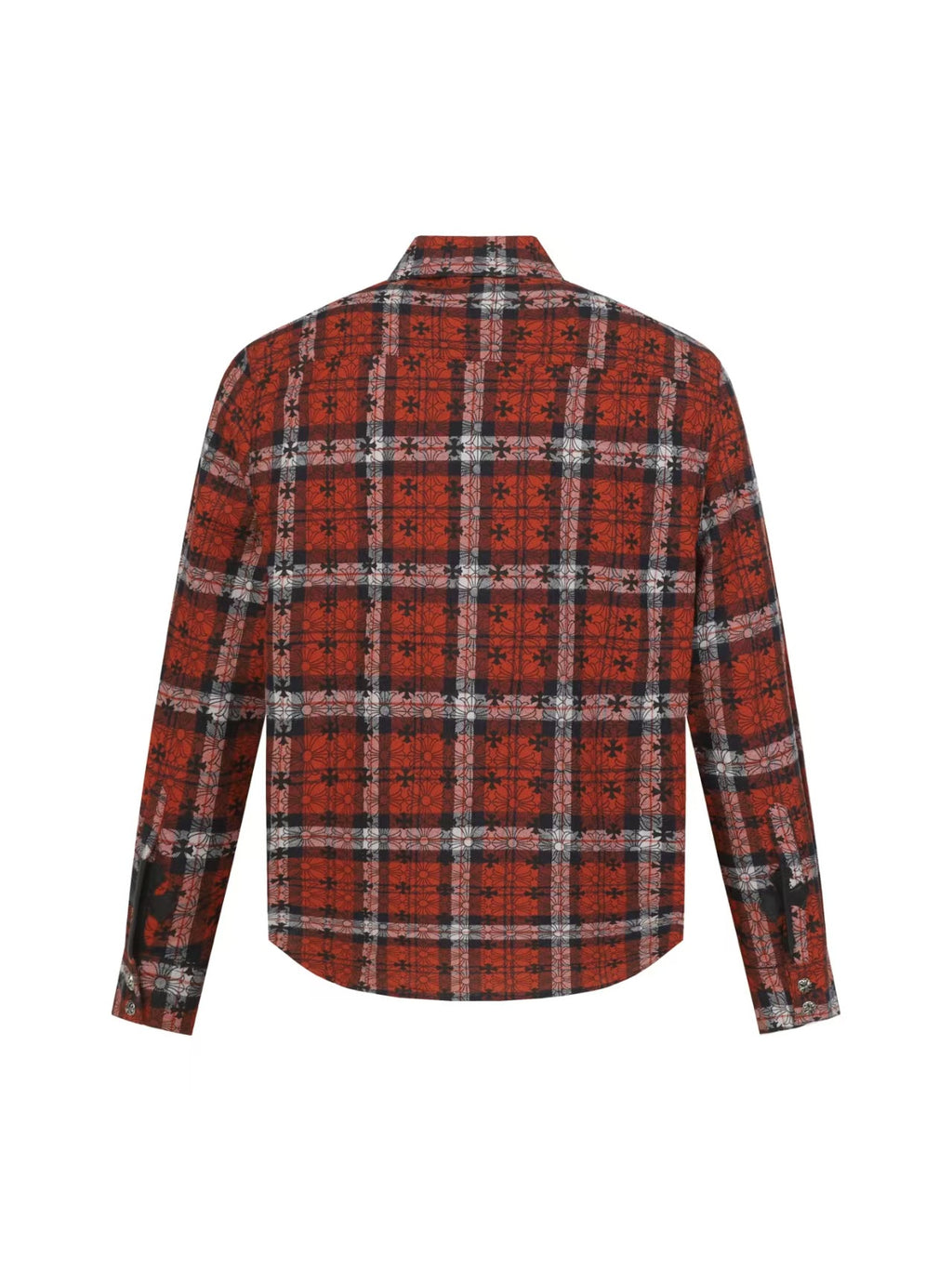 Chrome Hearts 2026 New Striped & Plaid Panel Cardigan-Style Shirt with Silver Hardware