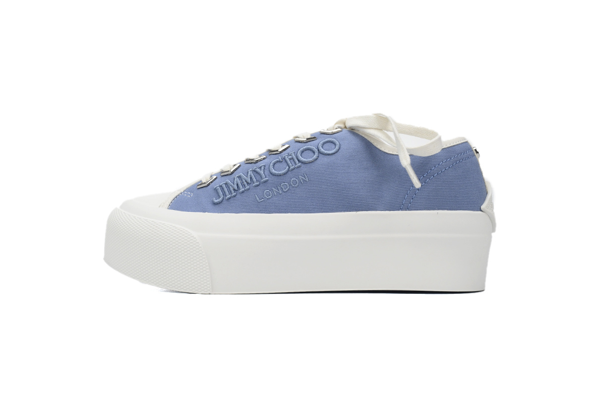 （W）Jimmy Choo Palma Maxi Blue Canvas Platform Trainers