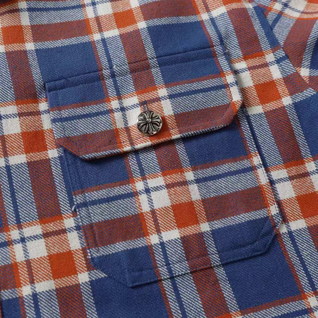 Chrome Hearts 2026 New Striped & Plaid Panel Cardigan-Style Shirt with Silver Hardware