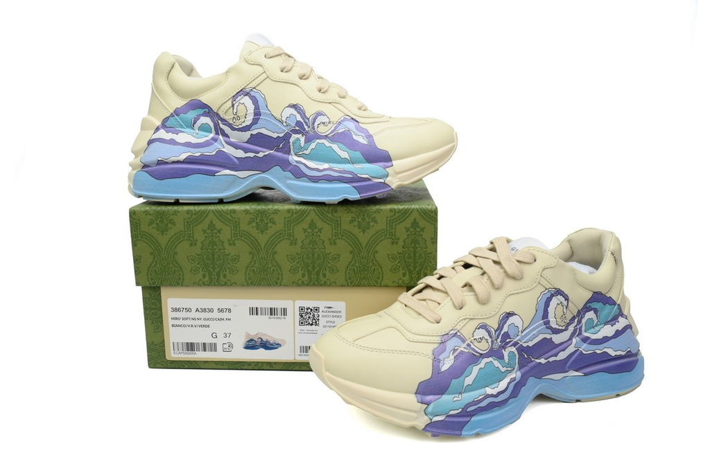 Gucci Rhyton Leather Sneaker with Wave