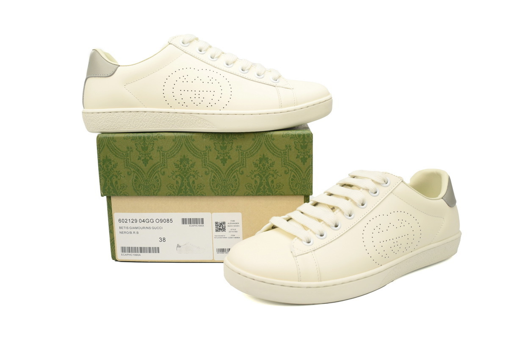 Gucci Ace Perforated Interlocking G White Grey Sneaker