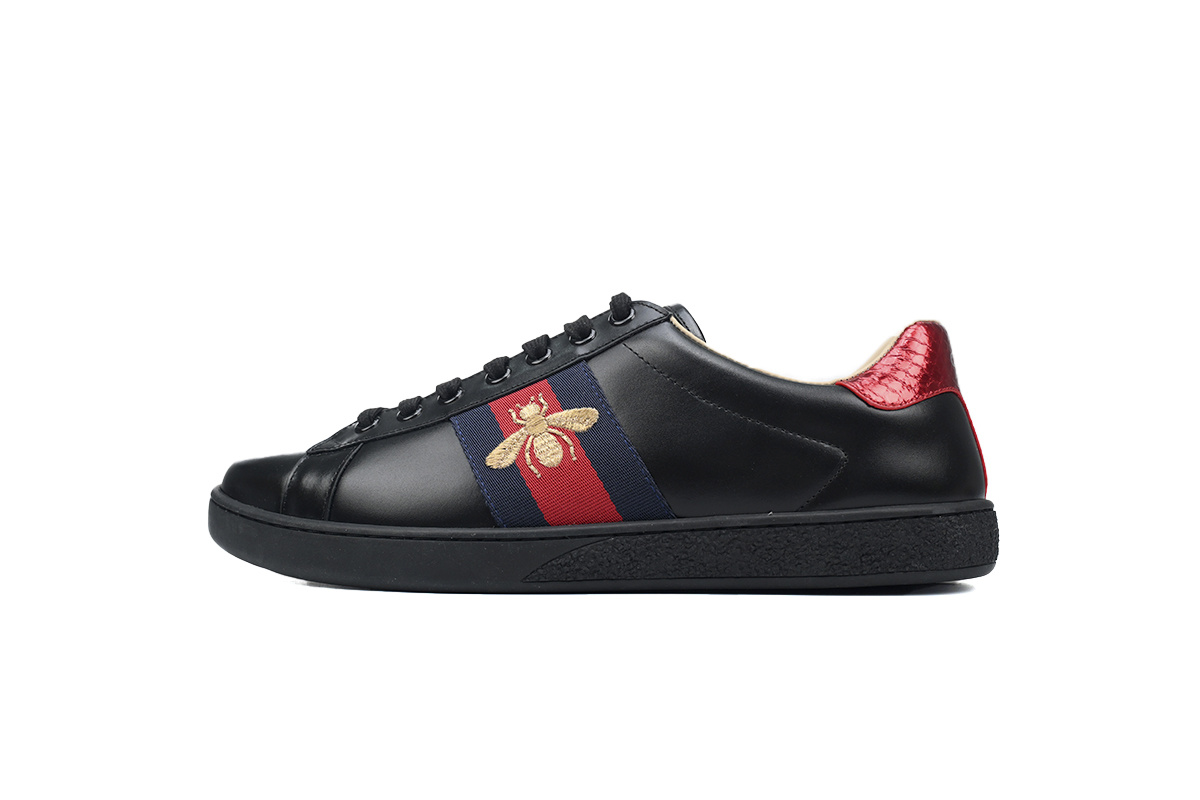 Gucci Ace Embroidered Black Leather Bee Sneaker
