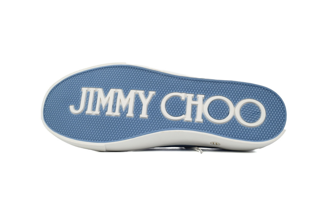 Jimmy Choo Palma Maxi Blue Canvas Platform Trainers