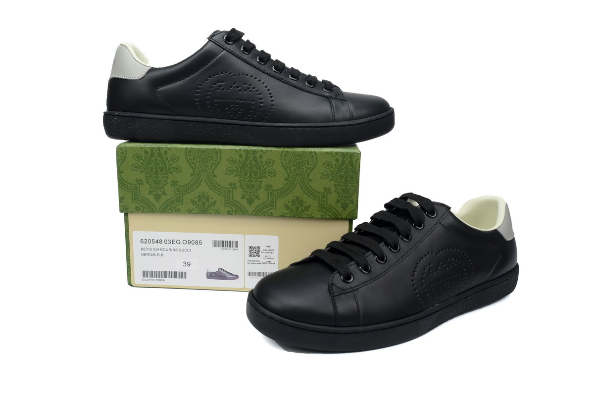 Gucci Ace Perforated Interlocking G Black Sneaker
