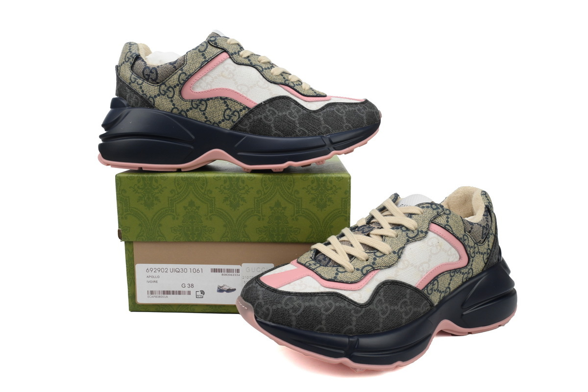 Gucci Beige/Blue GG Supreme Canvas Pink Accent