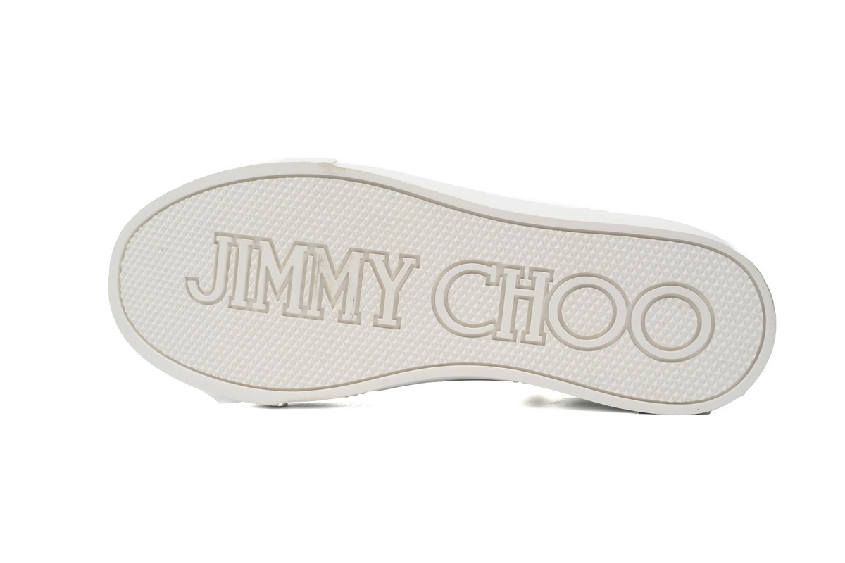 （W）Jimmy Choo Palma Maxi White Canvas Platform Trainers