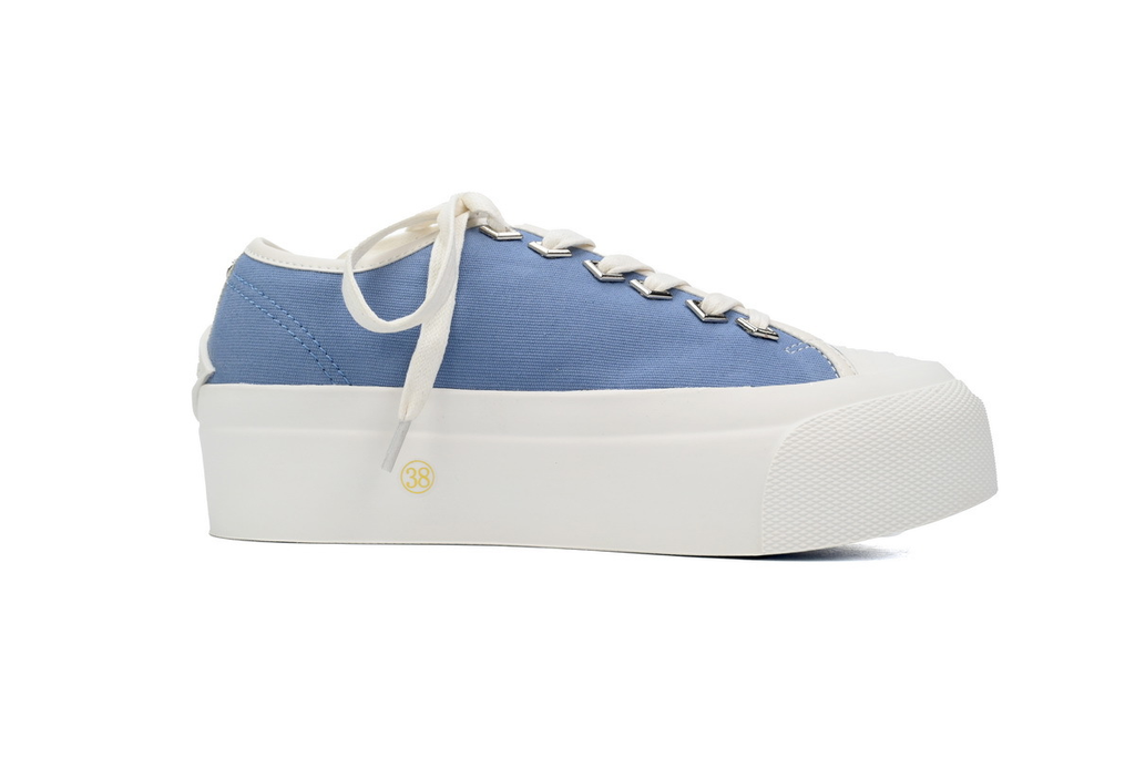 （W）Jimmy Choo Palma Maxi Blue Canvas Platform Trainers