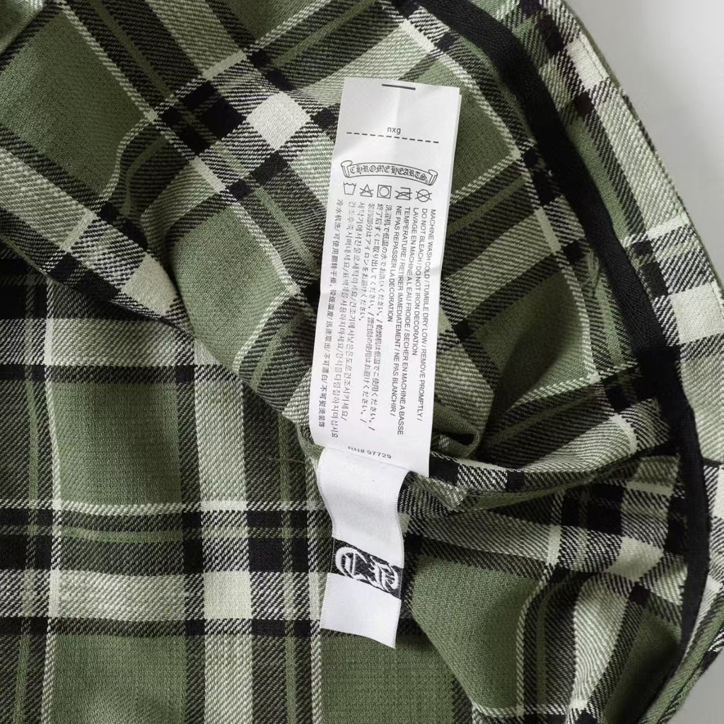 Chrome Hearts 2026 New Striped & Plaid Panel Cardigan-Style Shirt with Silver Hardware