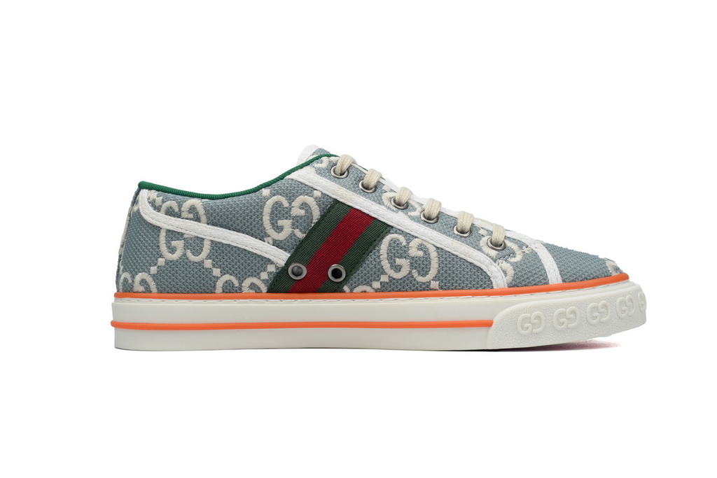 Gucci Tennis Light Blue GG Canvas / Orange Stripe