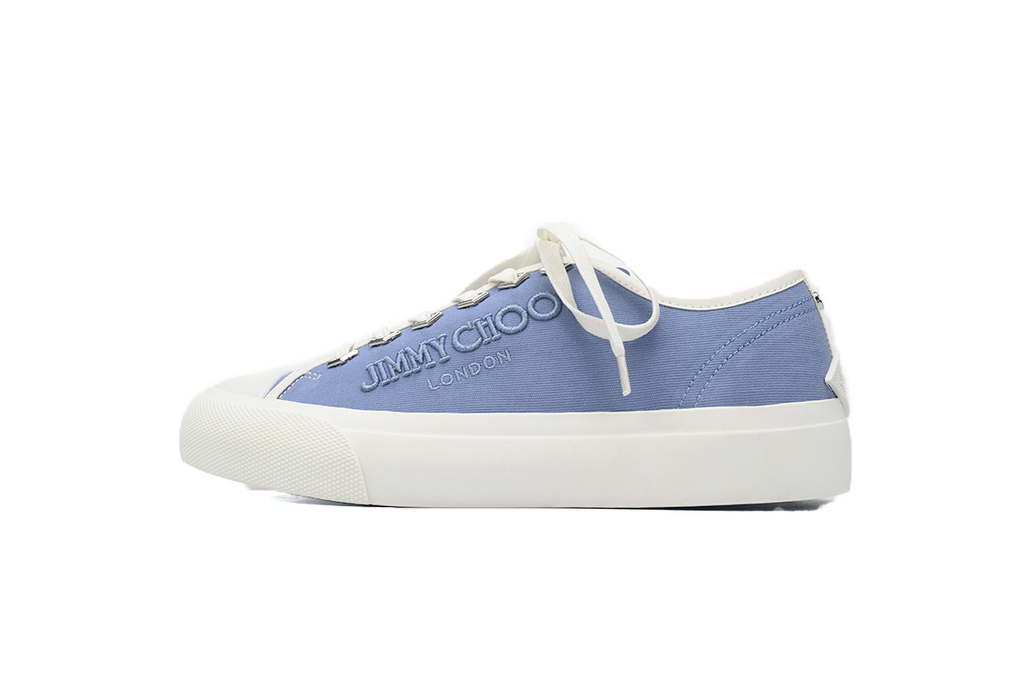 Jimmy Choo Palma Maxi Blue Canvas Platform Trainers