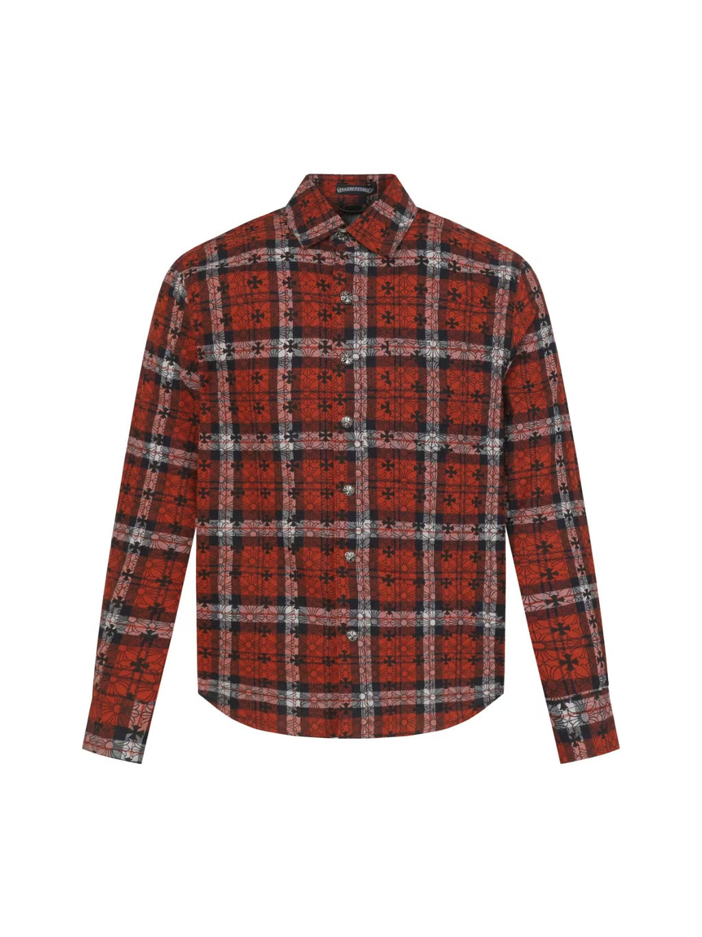 Chrome Hearts 2026 New Striped & Plaid Panel Cardigan-Style Shirt with Silver Hardware