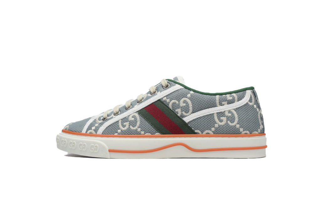 Gucci Tennis Light Blue GG Canvas / Orange Stripe