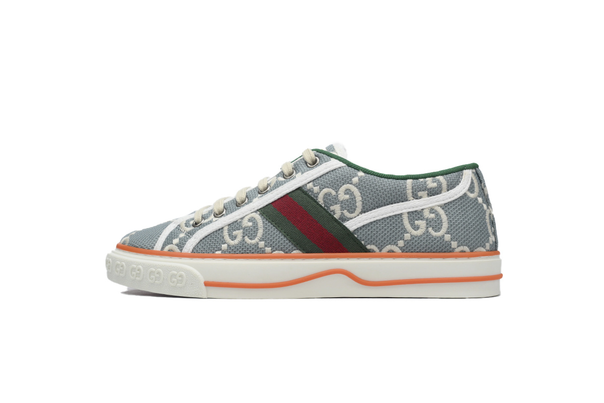 Gucci Tennis Light Blue GG Canvas / Orange Stripe