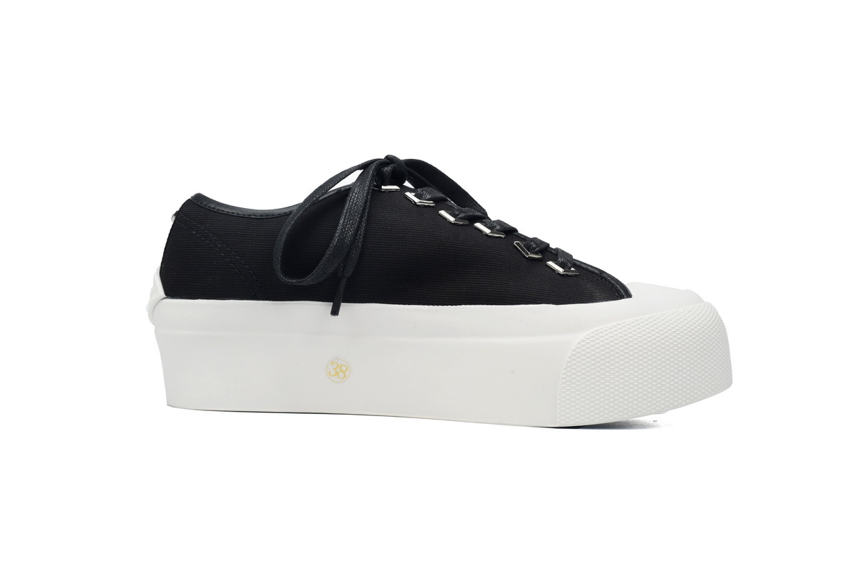 (W) Jimmy Choo Palma Maxi Black and Latte Canvas Platform Trainers